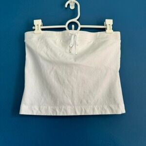 Y2K Tube Top Women's Size Medium Gap 2004 White Tie Front Crop Minimalist Preppy